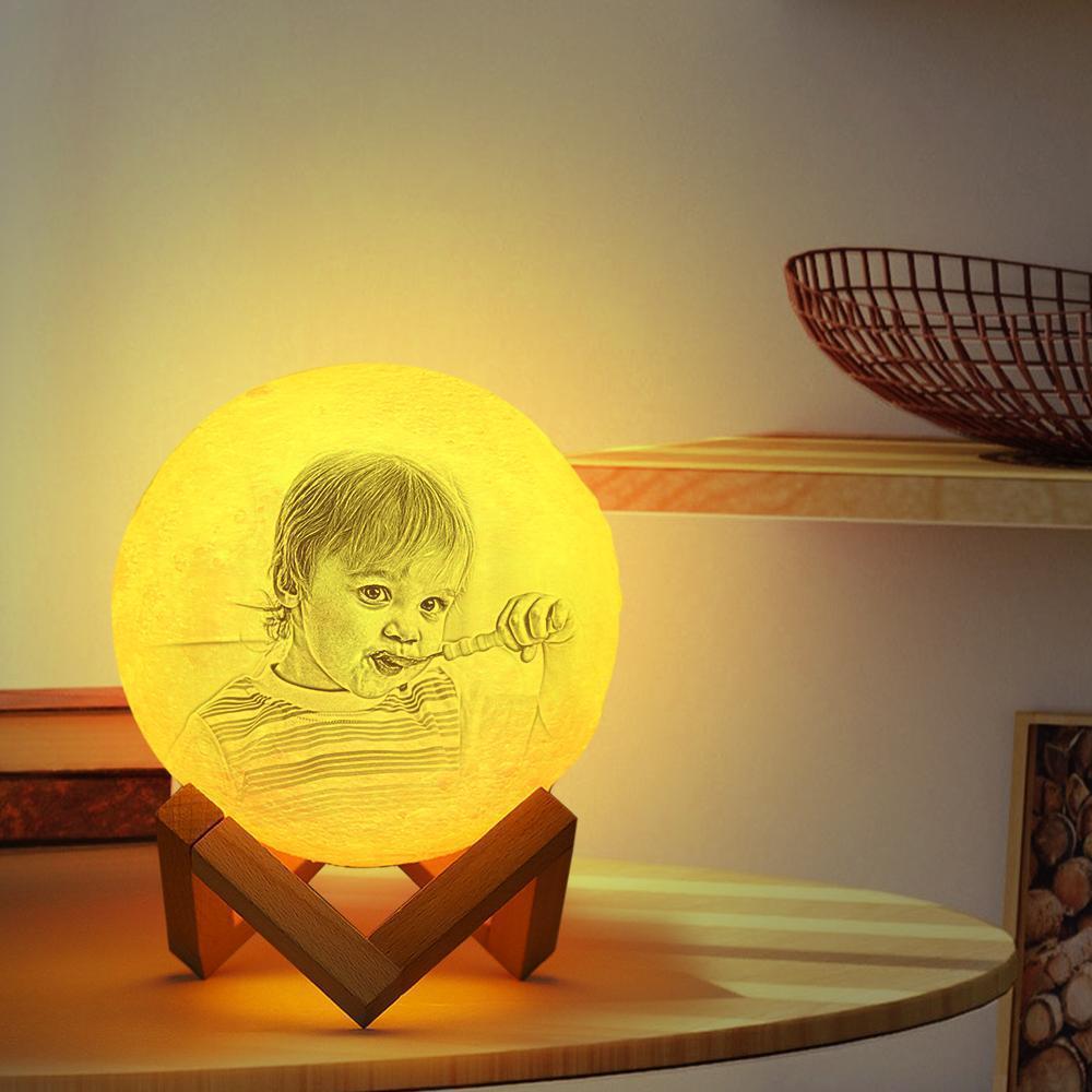 Personalised Creative 3D Print photo Moon Lamp, Engraved Lamp - Touch Two Colors