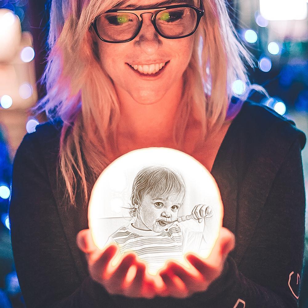 Personalised Creative 3D Print photo Moon Lamp, Engraved Lamp - Touch Two Colors