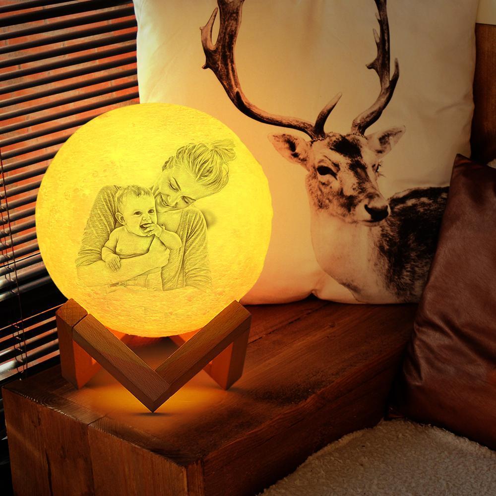 Personalised Creative 3D Print and Engraved Moon Lamp - Touch Two Colors