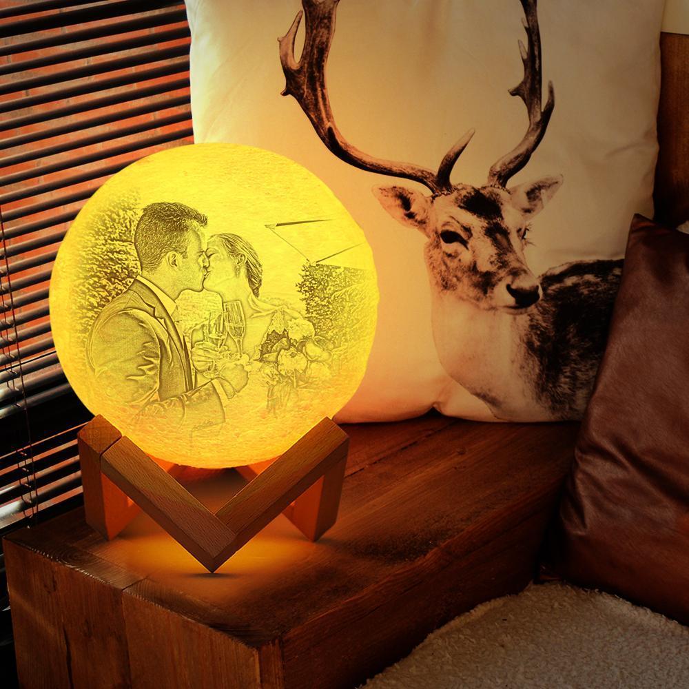 2 Colors Custom 3D Printed Kids Photo Moon Lamp Engraved with Your Names