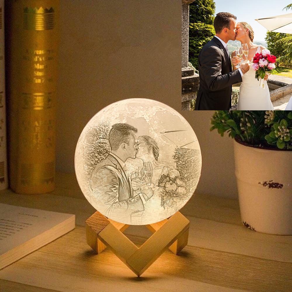 Personalised Lamps Australia 2 Colors Custom 3D Printed Mother and Child Photo Moon Lamp Engraved with Your Names