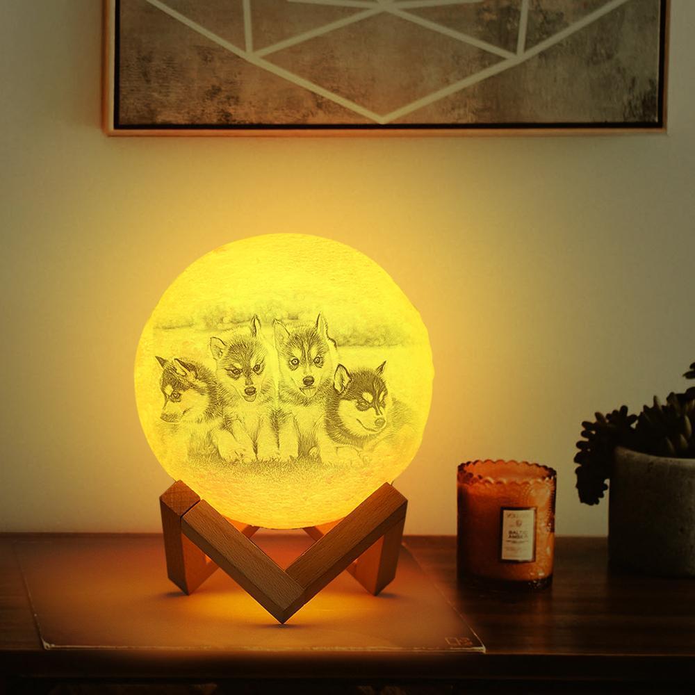 Personalised 3D Moon Light Picture Lamp With Lovely Pet Engraving