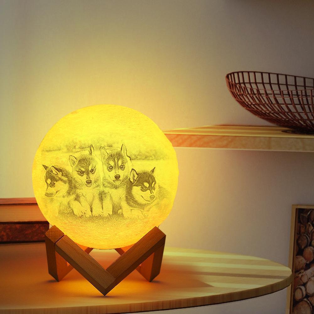 Personalised 3D Moon Light Picture Lamp With Lovely Pet Engraving