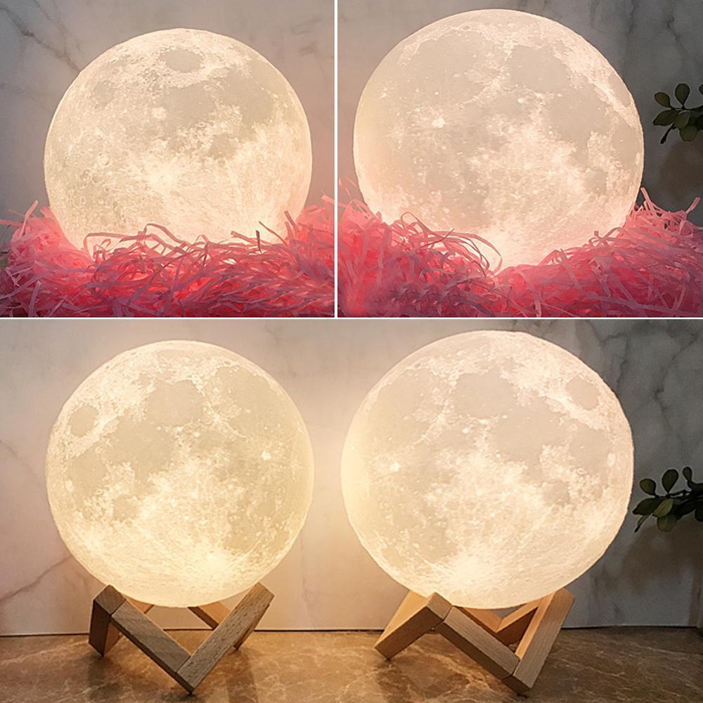 2 Colors Custom 3D Printed Photo Moon Lamp Engraved with Your Names