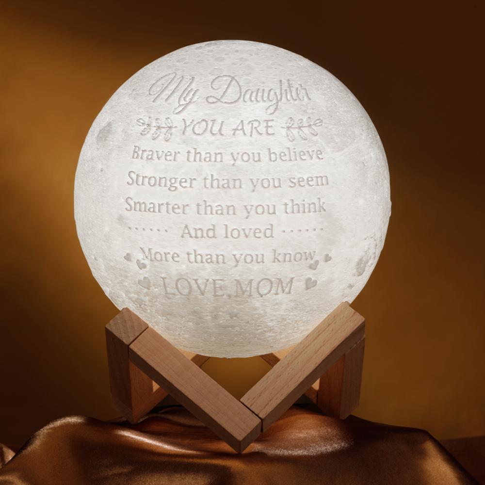 Gifts for Daughter Custom Engraved Moon Lamp, Personalized 3D Moon Lamp - Touch Two Colors