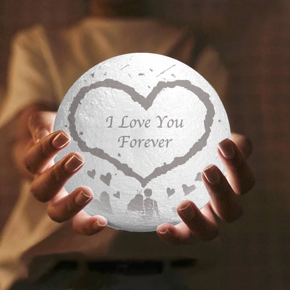 Engraved Moon Lamp, Personalized 3D Moon Lamp Keepsake Gifts - Touch Two Colors 15cm-20cm Available