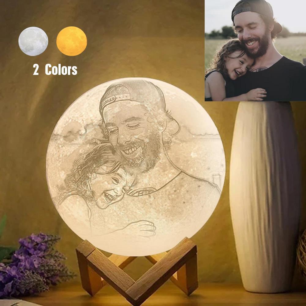 Touch Two Colors Custom Photo Moon Lamp 15cm-20cm Available