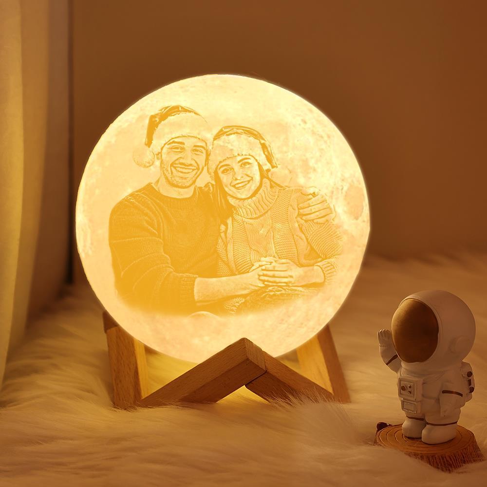 2 Colors Custom 3D Printed Photo Moon Lamp Engraved with Your Names