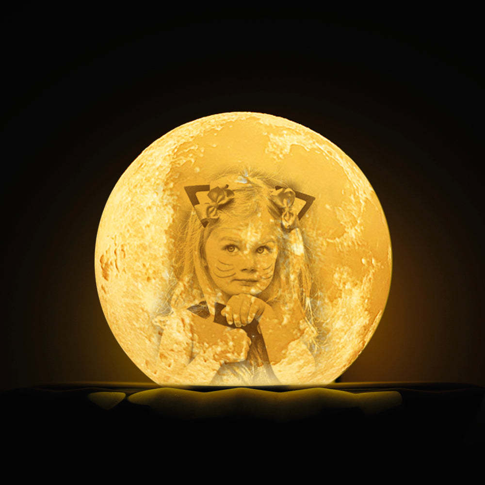 Custom Photo Engraved 3D Printing Moon Lamp, Creative Idea For Baby - Tap Three Colors - MyMoonLampAu
