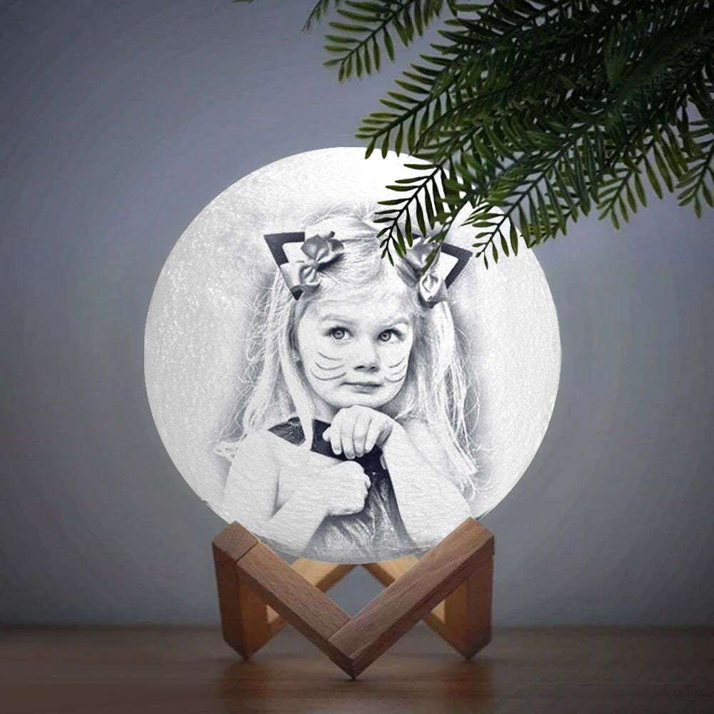 Custom Photo Engraved 3D Printing Moon Lamp, Creative Idea For Baby - Tap Three Colors - MyMoonLampAu