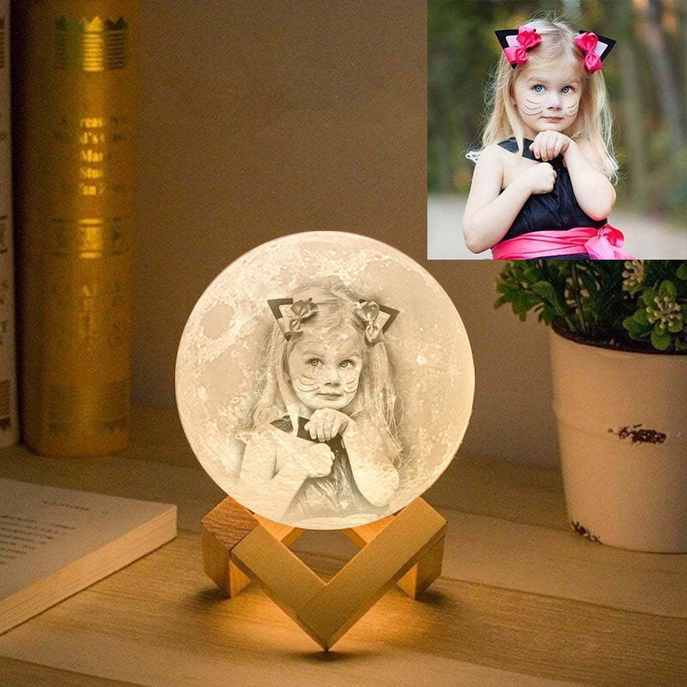 Custom Photo Engraved 3D Printing Moon Lamp, Creative Idea For Baby - Tap Three Colors - MyMoonLampAu