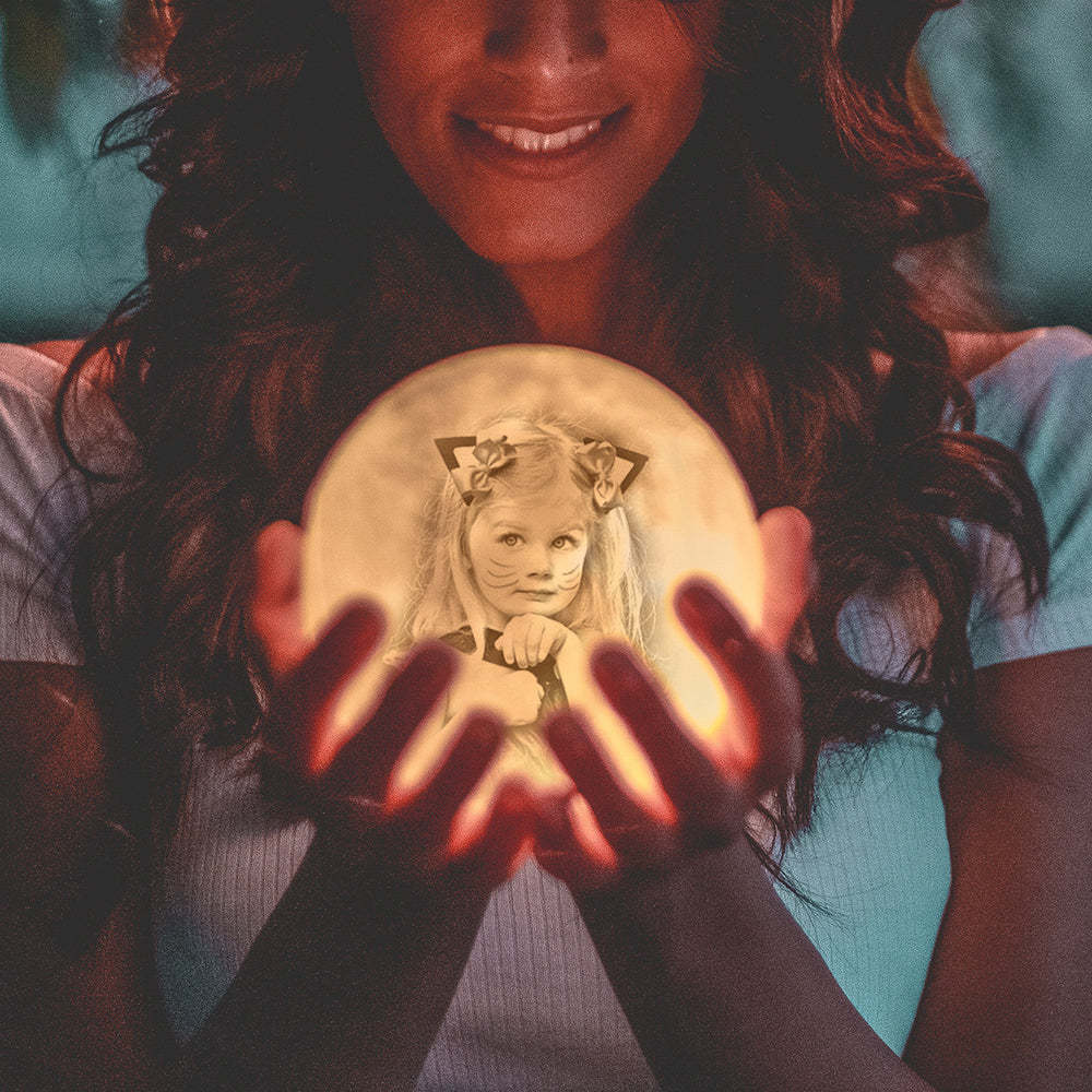 Custom Photo Engraved 3D Printing Moon Lamp, Creative Idea For Baby - Tap Three Colors - MyMoonLampAu