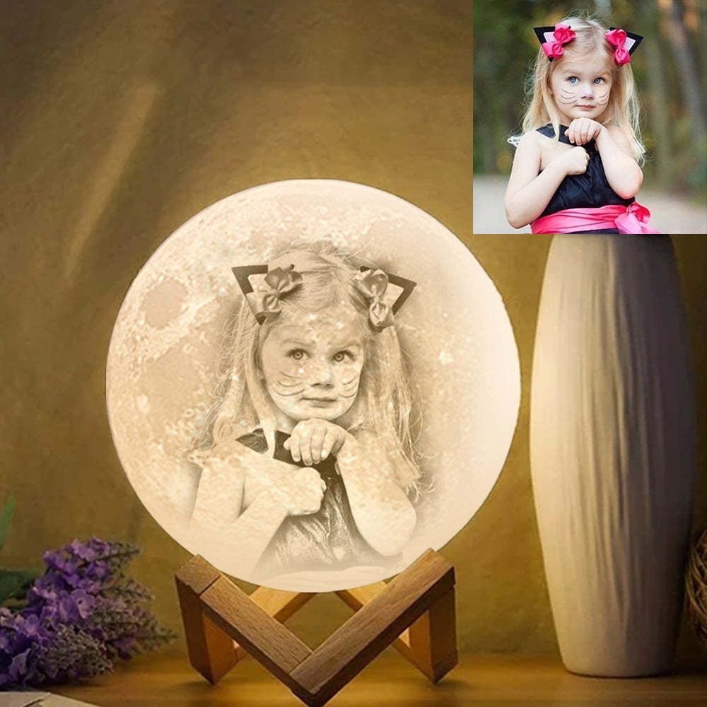 Custom Photo Engraved 3D Printing Moon Lamp, Creative Idea For Baby - Tap Three Colors - MyMoonLampAu