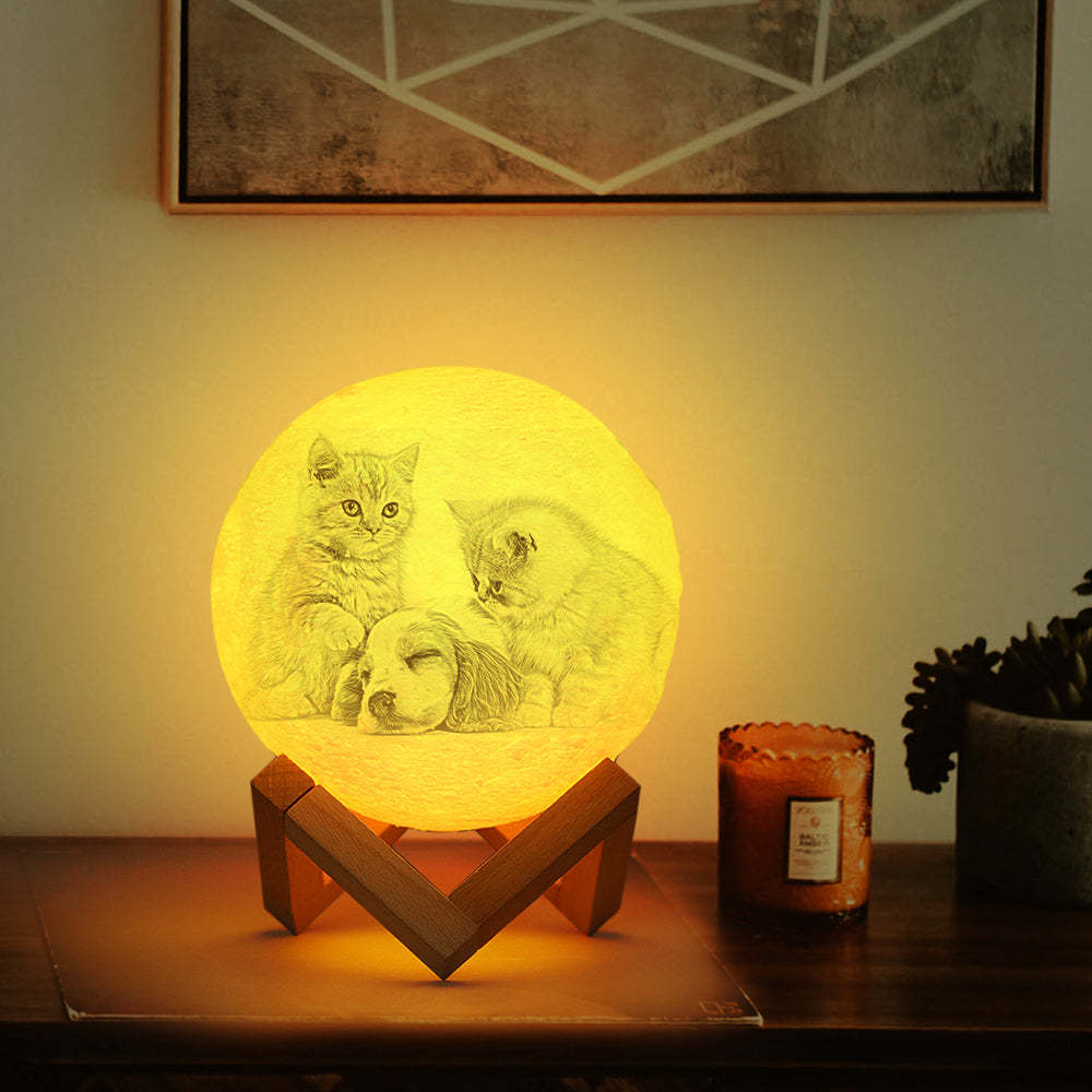 Pet Memorial Gift Photo Moon Lamp Engraved Luna Lamp With Engravings - MyMoonLampAu