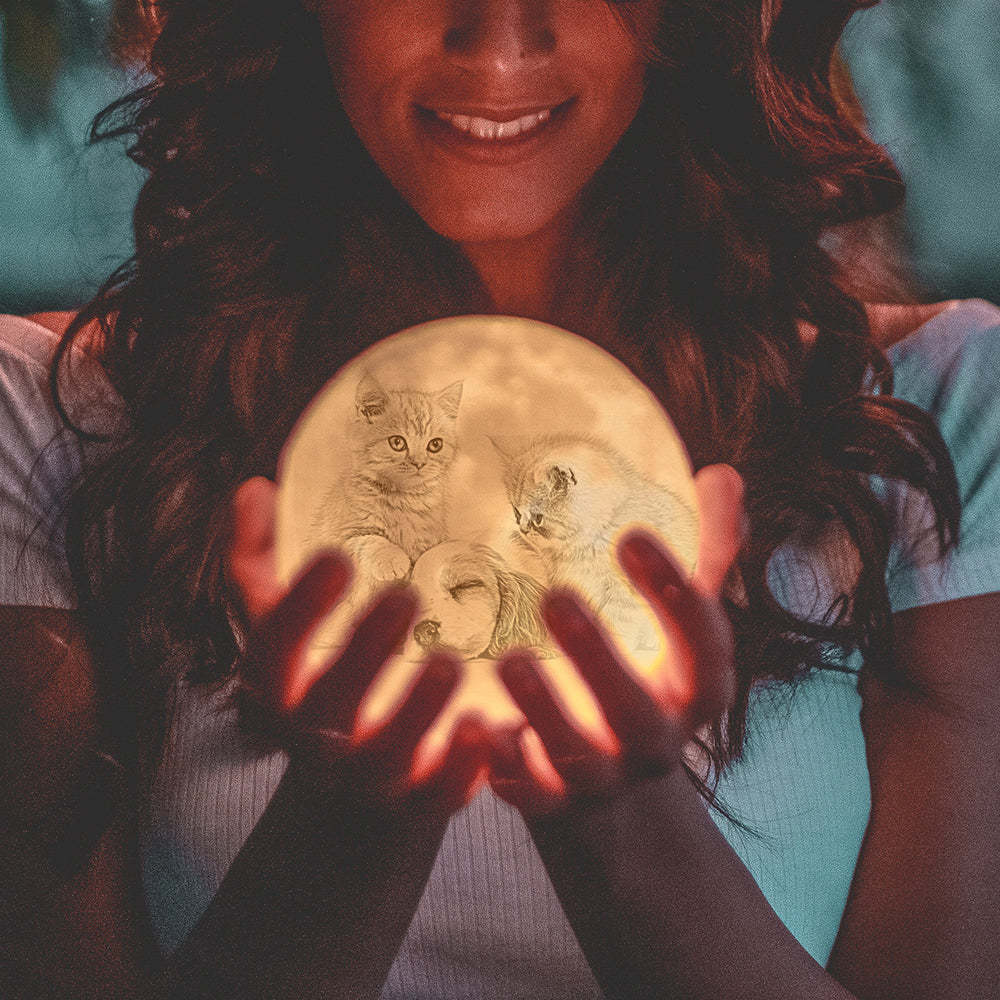 Pet Memorial Gift Photo Moon Lamp Engraved Luna Lamp With Engravings - MyMoonLampAu