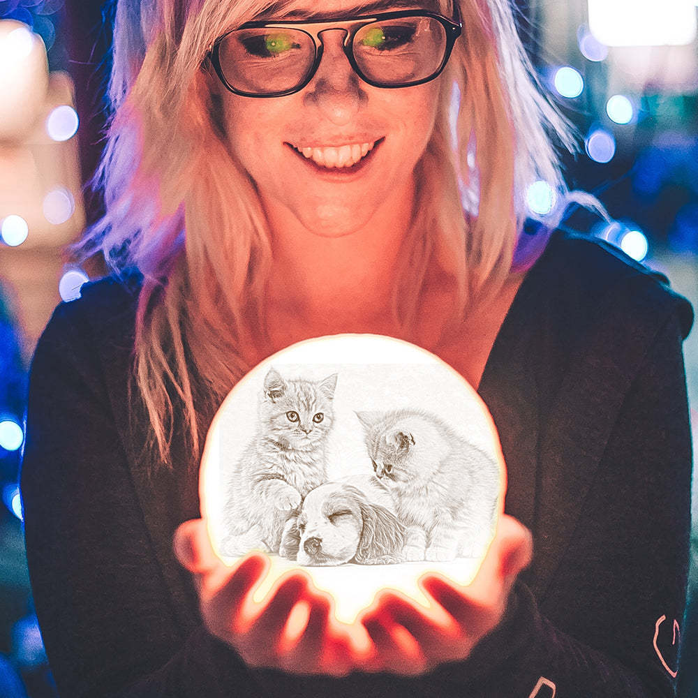 Pet Memorial Gift Photo Moon Lamp Engraved Luna Lamp With Engravings - MyMoonLampAu