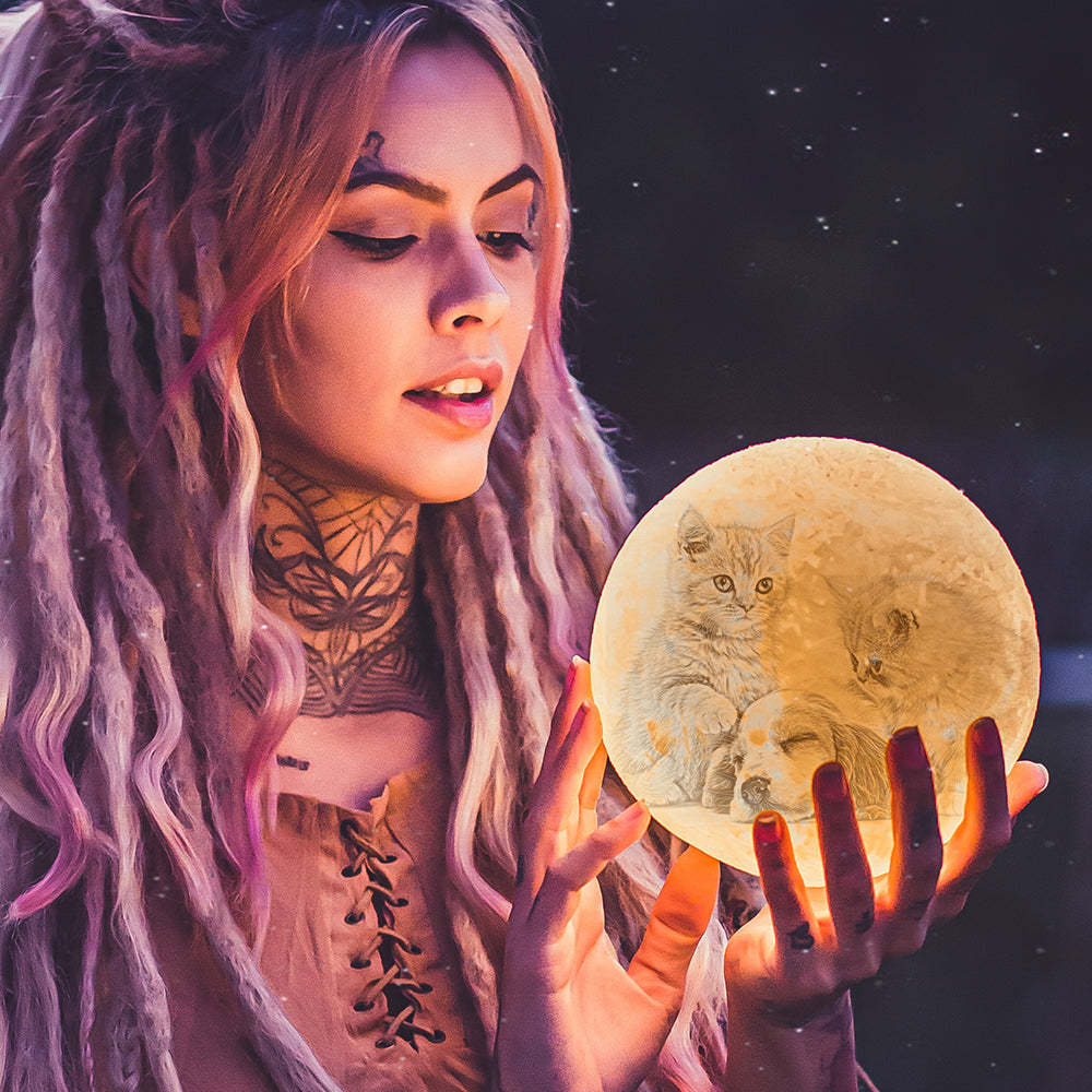 Pet Memorial Gift Photo Moon Lamp Engraved Luna Lamp With Engravings - MyMoonLampAu