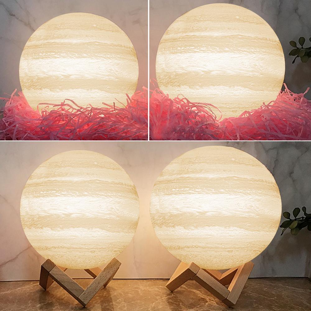 Custom Creative 3D Printed Jupiter Lamp Personalised Gift For Family - Touch Two Colors (10-20cm)