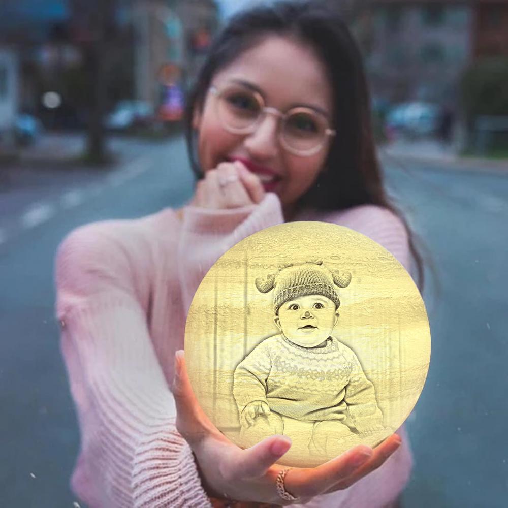 3D Printed Jupiter Lamp Personalized Cute Baby - Touch Three Colors (10-20cm) - MyMoonLampAu