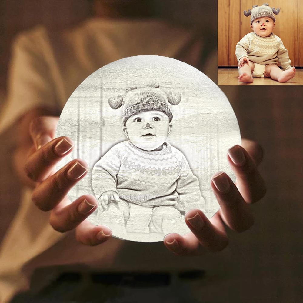 3D Printed Jupiter Lamp Personalized Cute Baby - Touch Three Colors (10-20cm) - MyMoonLampAu