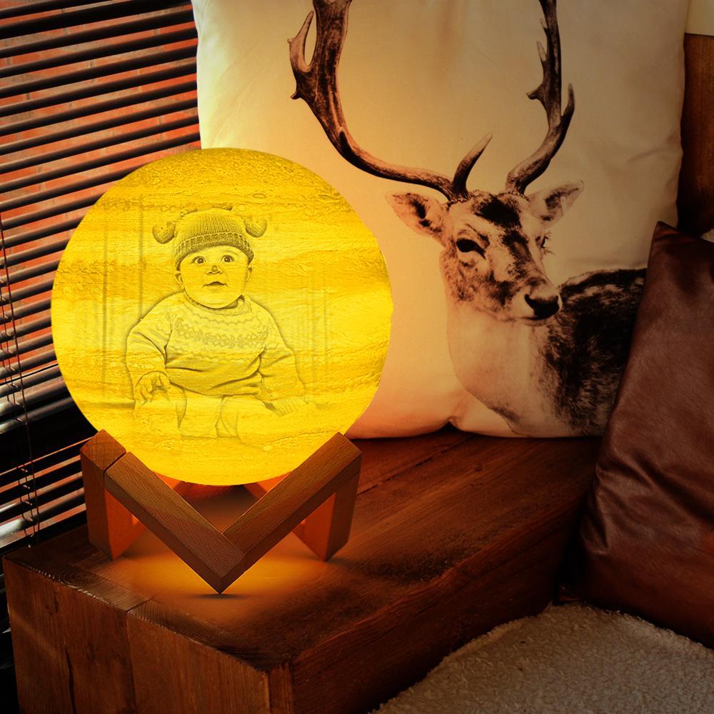 3D Printed Jupiter Lamp Personalized Cute Baby - Touch Three Colors (10-20cm) - MyMoonLampAu