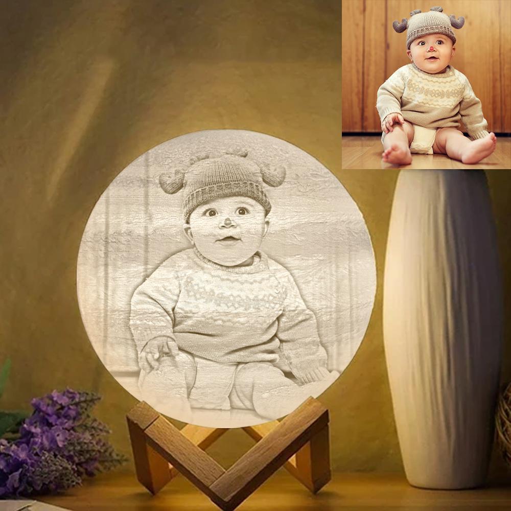 3D Printed Jupiter Lamp Personalized Cute Baby - Touch Three Colors (10-20cm) - MyMoonLampAu