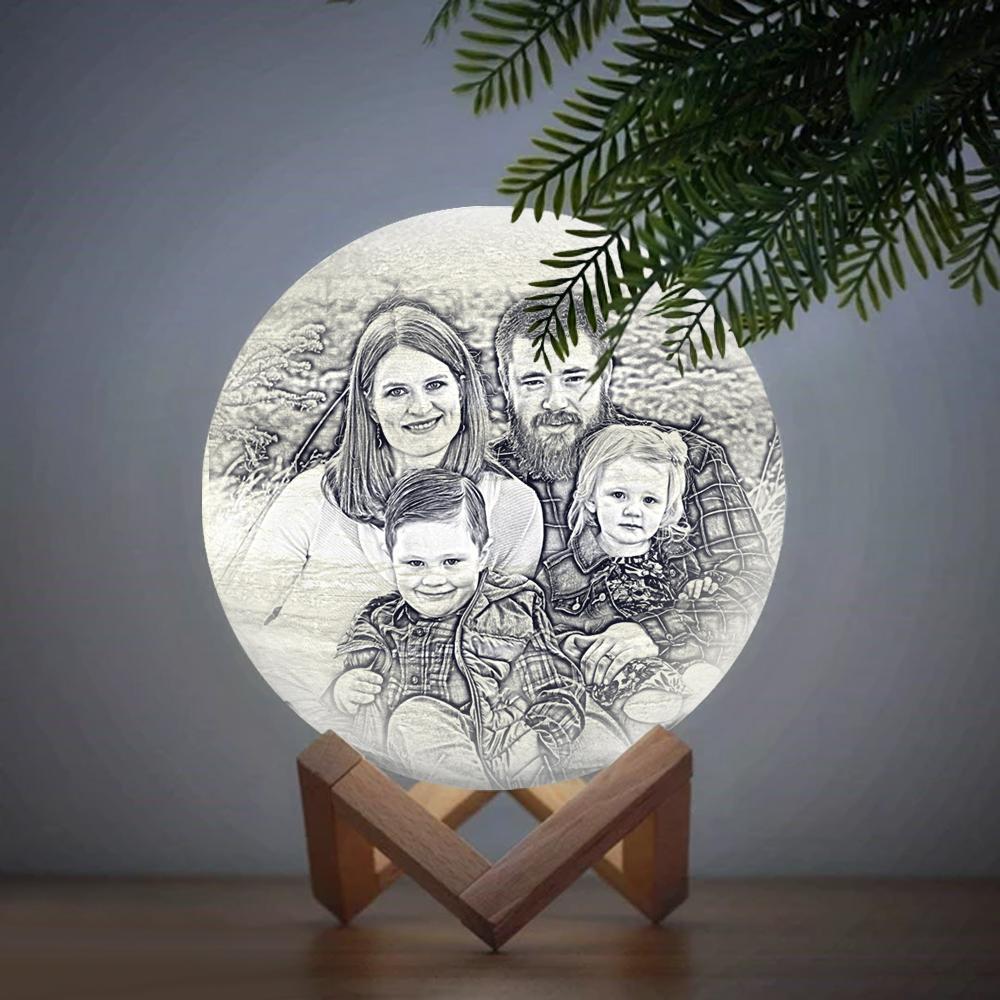 3D Printed Jupiter Lamp Personalized Happy Family - Touch Three Colors (10-20cm) - MyMoonLampAu