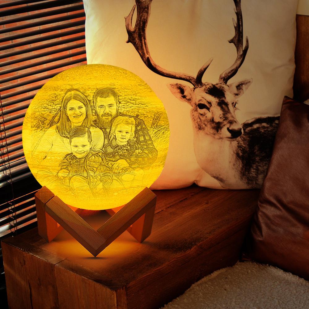 3D Printed Jupiter Lamp Personalized Happy Family - Touch Three Colors (10-20cm) - MyMoonLampAu