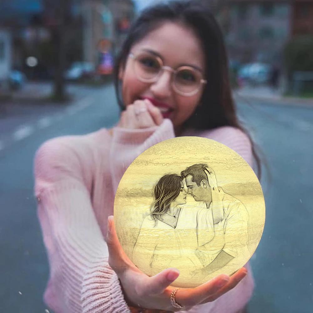 3D Printed Jupiter Lamp Personalized Sweet Lover - Touch Three Colors (10-20cm) - MyMoonLampAu