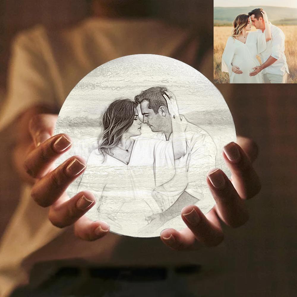 3D Printed Jupiter Lamp Personalized Sweet Lover - Touch Three Colors (10-20cm) - MyMoonLampAu