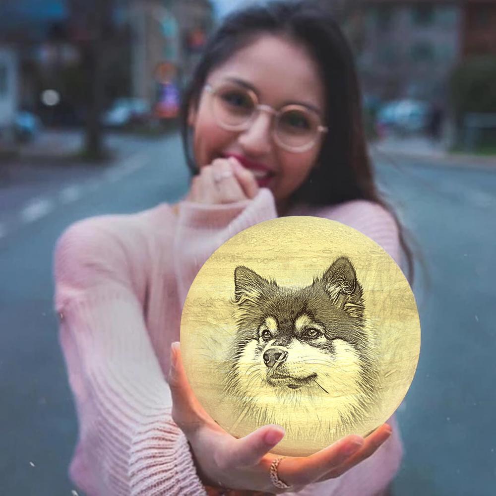 3D Printed Jupiter Lamp Personalized Lovely Pet - Touch Three Colors (10-20cm) - MyMoonLampAu