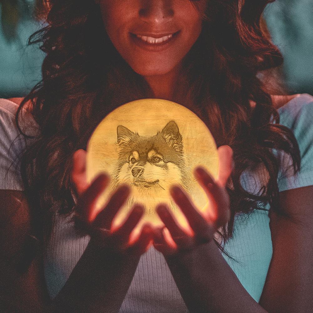 3D Printed Jupiter Lamp Personalized Lovely Pet - Touch Three Colors (10-20cm) - MyMoonLampAu