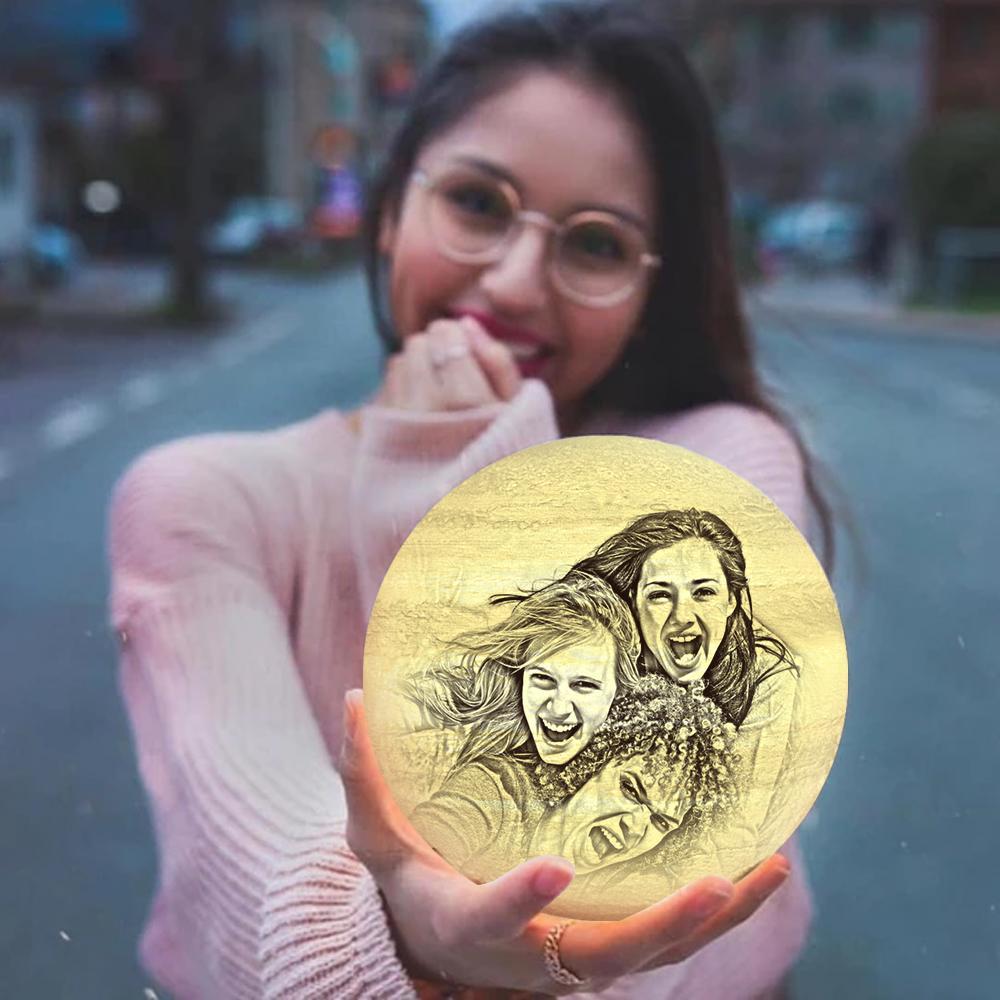 3D Printed Jupiter Lamp Personalized Lovely Friend - Touch Three Colors (10-20cm) - MyMoonLampAu