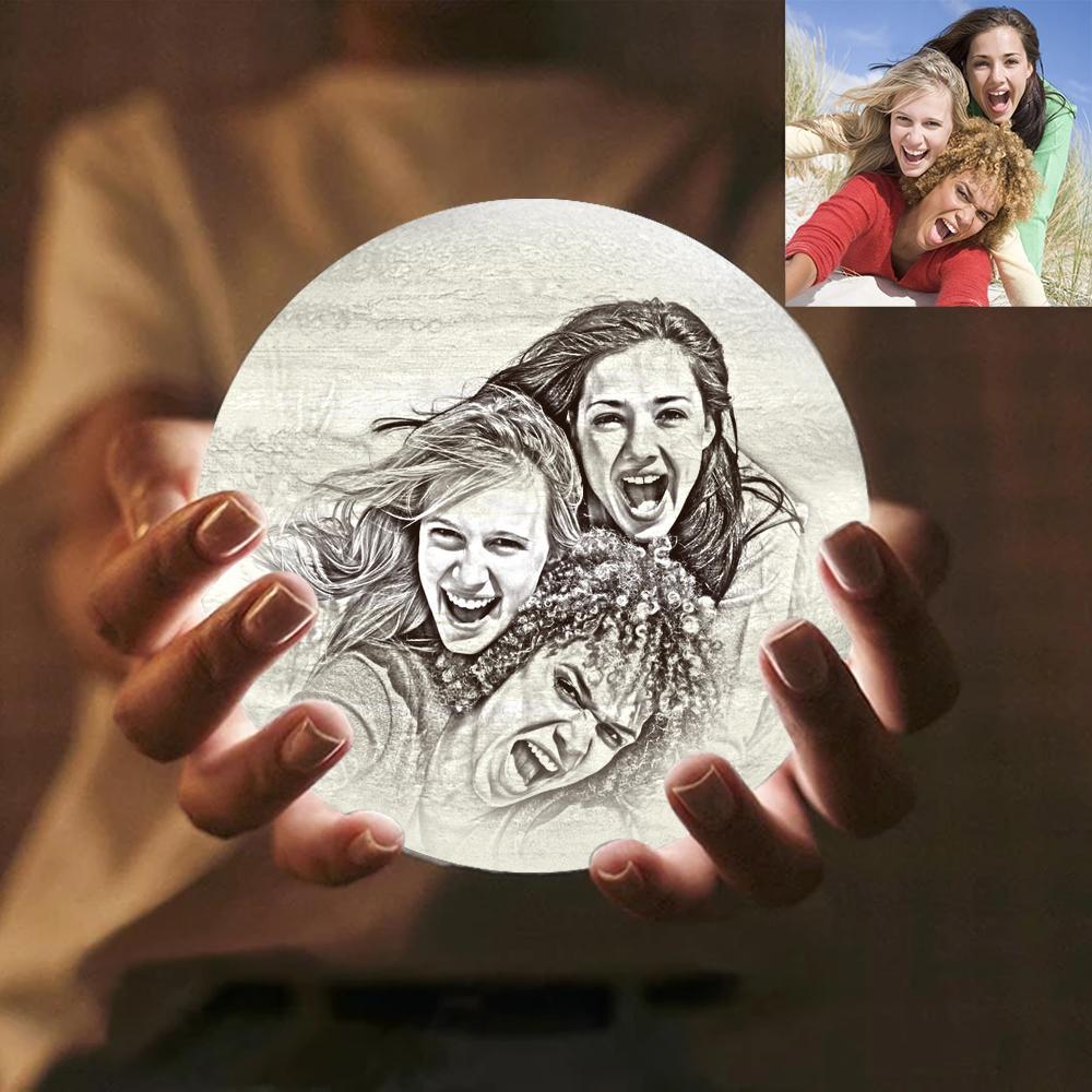 3D Printed Jupiter Lamp Personalized Lovely Friend - Touch Three Colors (10-20cm) - MyMoonLampAu