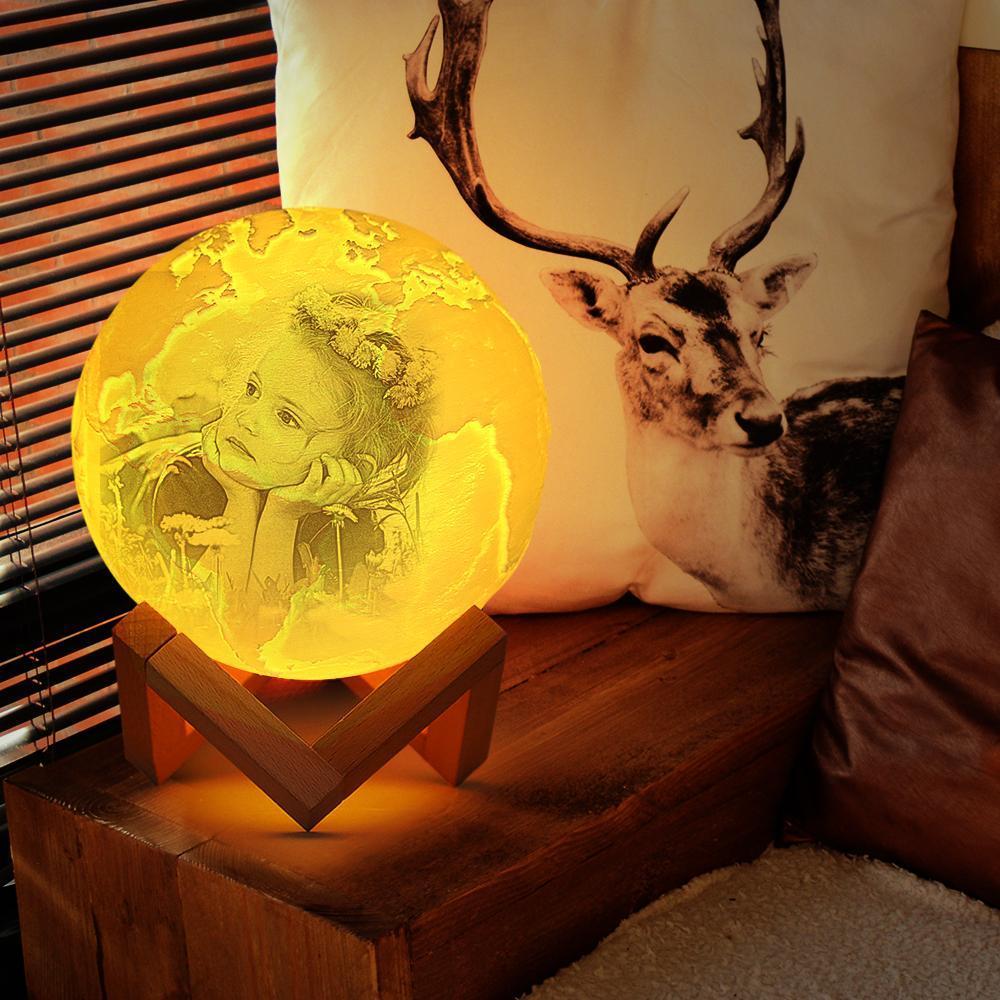 Gift For Baby, Personalized Earth Engraved 3D Printing Earth Light, Lamp Jupiter -Touch Three Colors (10-20cm)