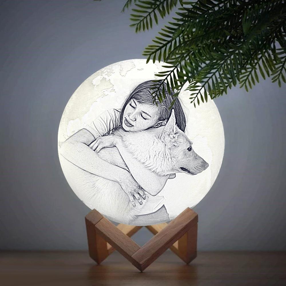 Lovely Pet Earth Light, Personalized Earth Engraved 3D Printing Earth Light - Touch Three Colors (10-20cm)