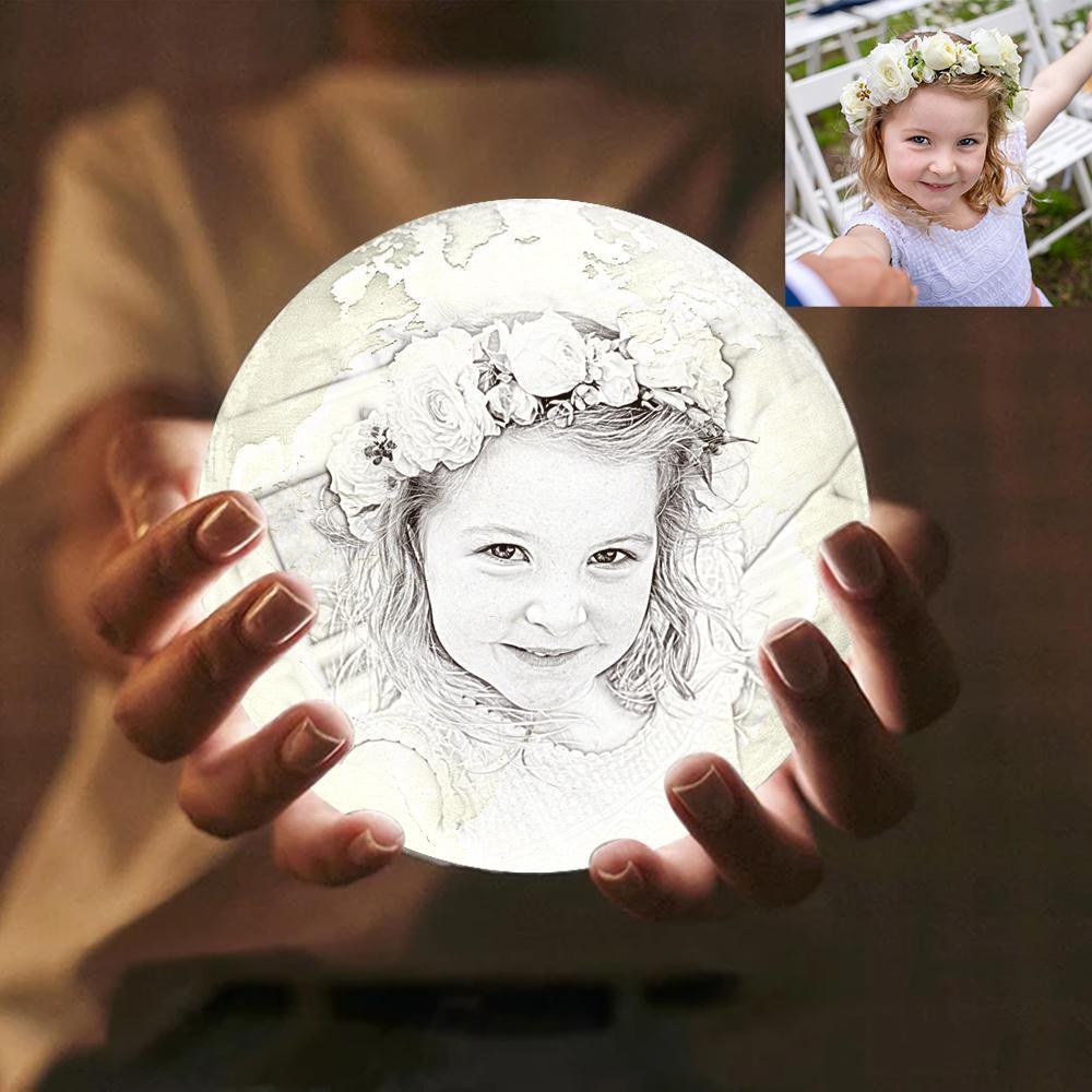 Personalized Creative 3D Print photo Earth Lamp, Engraved Lamp, Gift For Baby - Tap Three Colors (10-20cm)