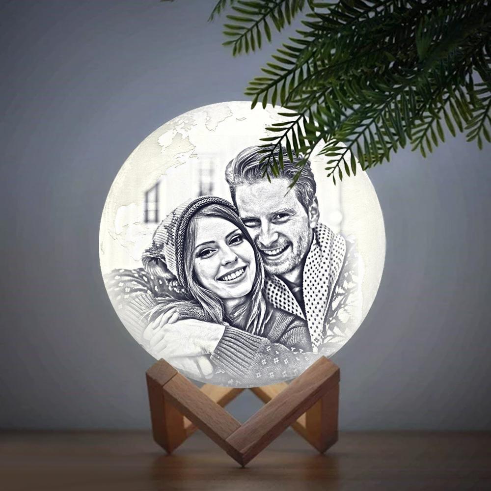 Personalized Creative 3D Print photo Earth Lamp, Lover Gifts Engraved Lamp - Tap Three Colors (10-20cm)