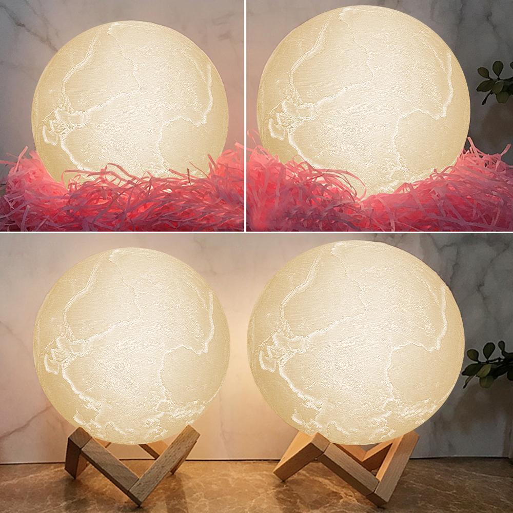 Personalized Creative 3D Print photo Earth Lamp, Engraved Lamp, Gift For Baby - Tap Three Colors (10-20cm)