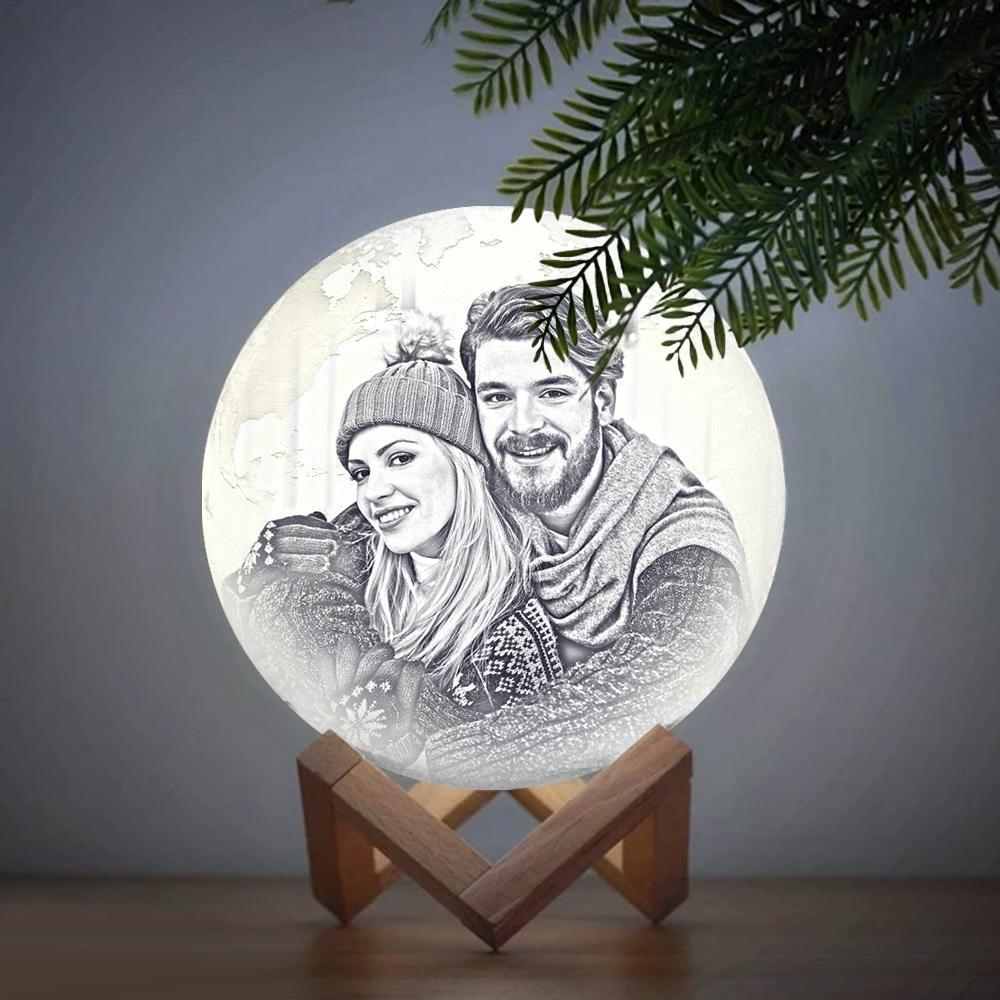 Sixteen Colors Sweet Lover Photo Engraved 3D Printing Earth Light, Lamp Earth - Remote Control (10-20cm)