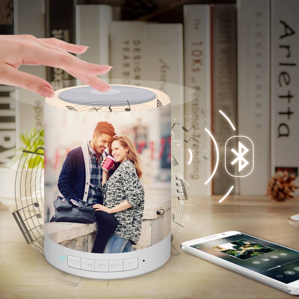 Personalized Sweet Lover Photo Night Lamp, Photo Audio Bluetooth Seven Colors