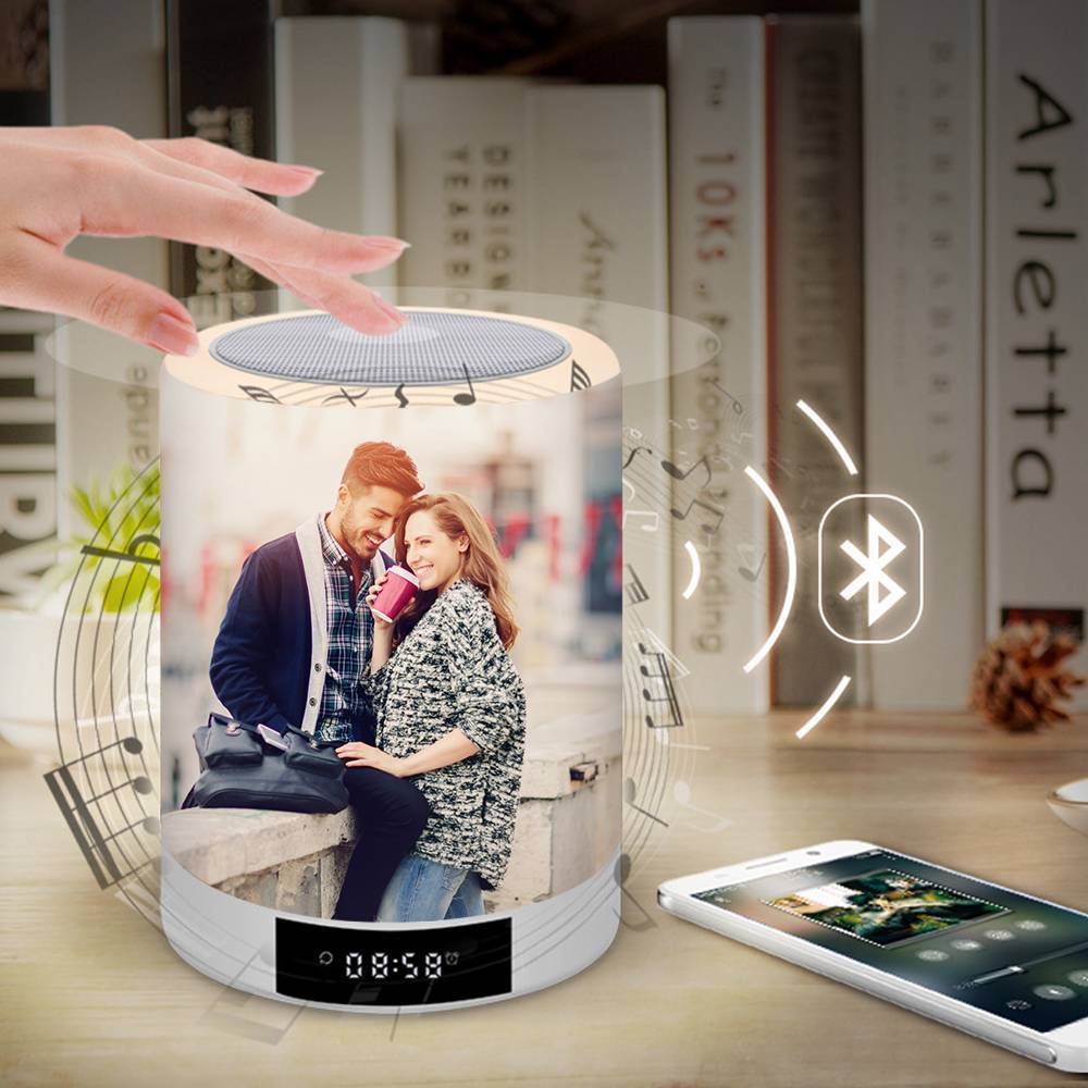 Personalized Sweet Lover Photo Night Lamp, Photo Audio Bluetooth Seven Colors Upgrade Style