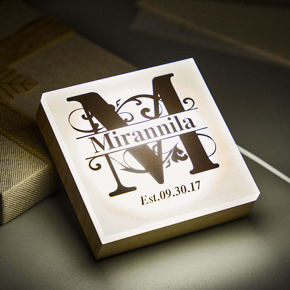 Custom Letter Night Light Monogrammed Box Gifts for Her - mymoonlampau