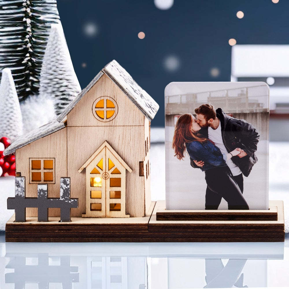 Custom Photo Mini Lighted House Personalized Wooden Night Light Decor For Christmas Day - mymoonlampau