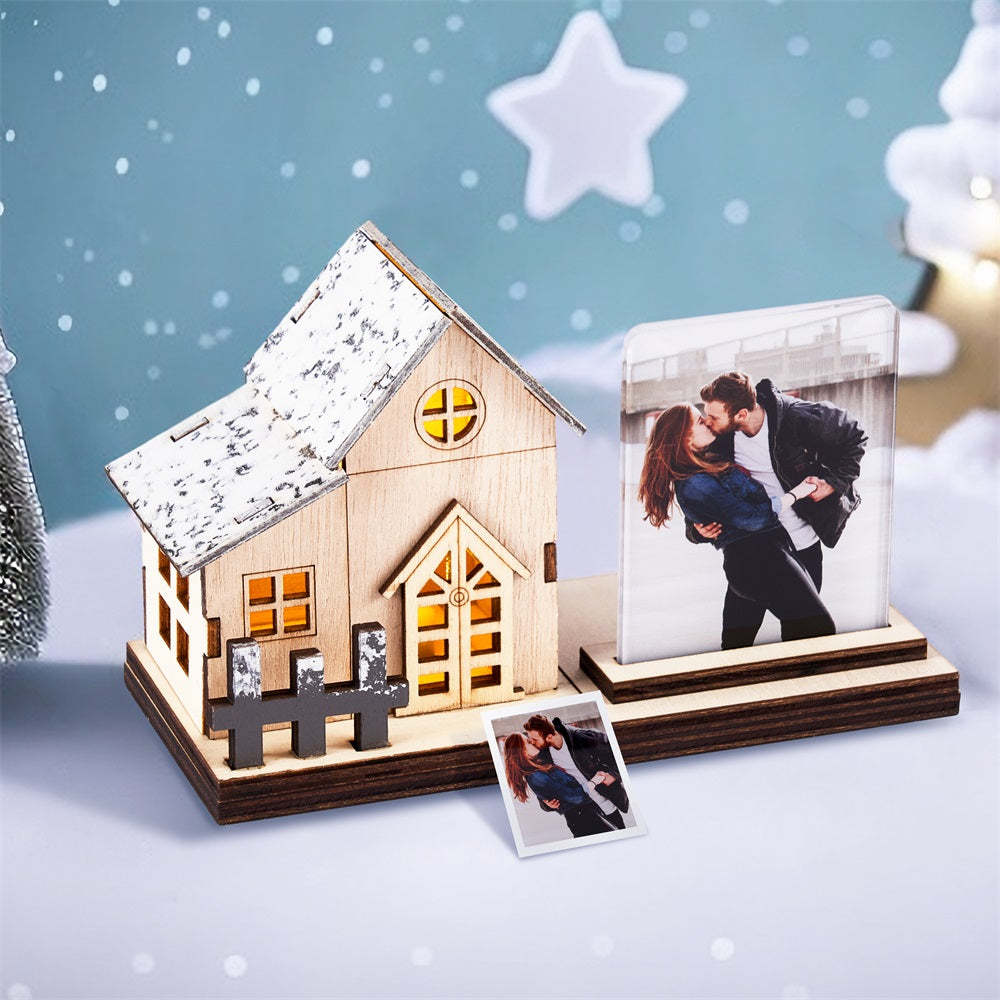 Custom Photo Mini Lighted House Personalized Wooden Night Light Decor For Christmas Day - mymoonlampau