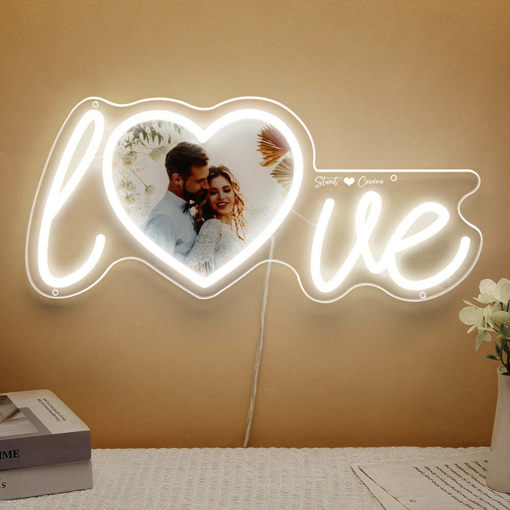 Custom Photo and Name Love Heart Neon Lamp - mymoonlampau