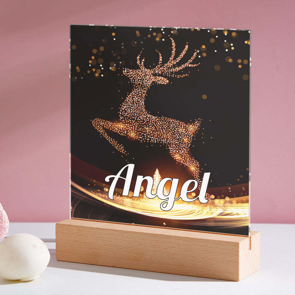 Christmas Gifts Custom Christmas Elk Night Light with Photo Personalized Night Lamp With Text - mymoonlampau