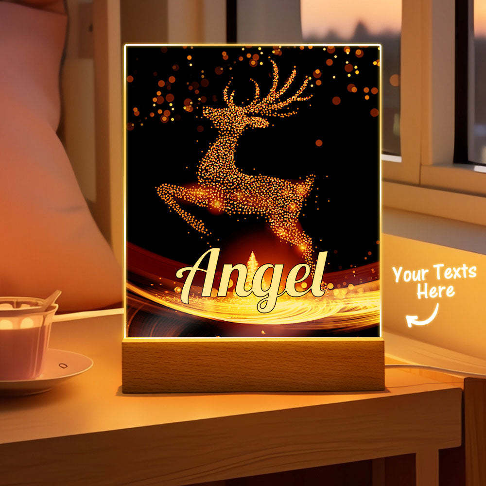 Christmas Gifts Custom Christmas Elk Night Light with Photo Personalized Night Lamp With Text - mymoonlampau