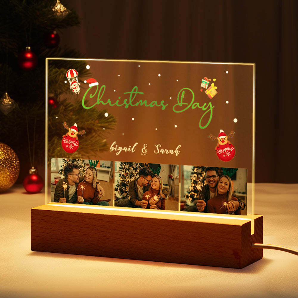 Christmas Day Personalized Photo Night Light Custom Name Couple Gifts - mymoonlampau