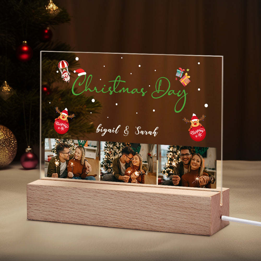 Christmas Day Personalized Photo Night Light Custom Name Couple Gifts - mymoonlampau